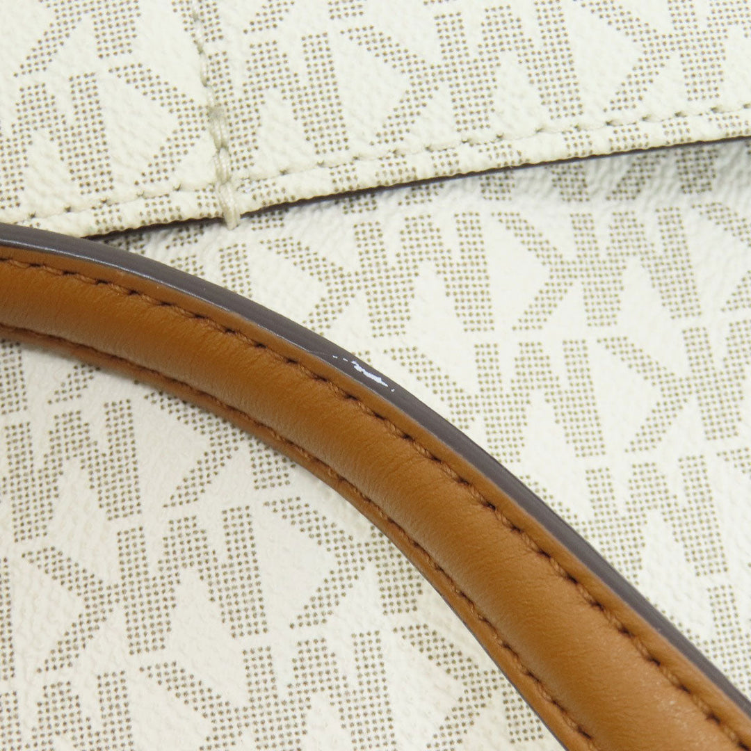 MICHAEL KORS Tote Bag PVC white MK signature Women Used Authentic