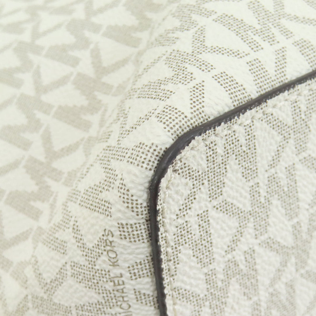 MICHAEL KORS Tote Bag PVC white MK signature Women Used Authentic
