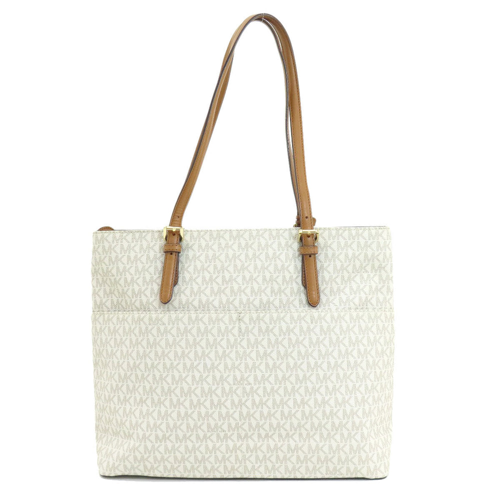 MICHAEL KORS Tote Bag PVC white MK signature Women Used Authentic