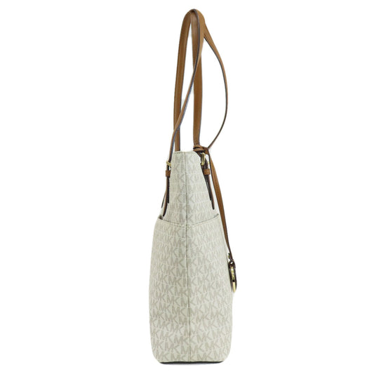 MICHAEL KORS Tote Bag PVC white MK signature Women Used Authentic