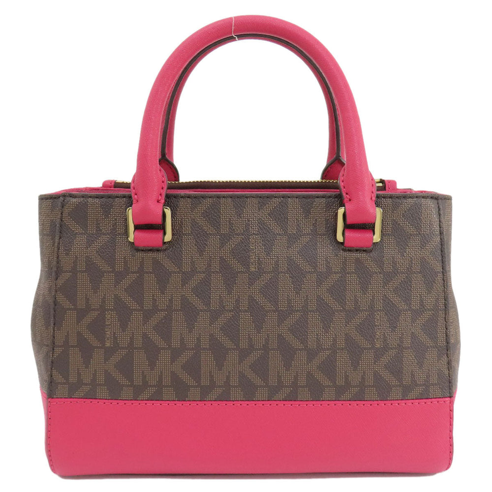 MICHAEL KORS Handbag PVC Brown MK Signature 2WAY Women Used Authentic