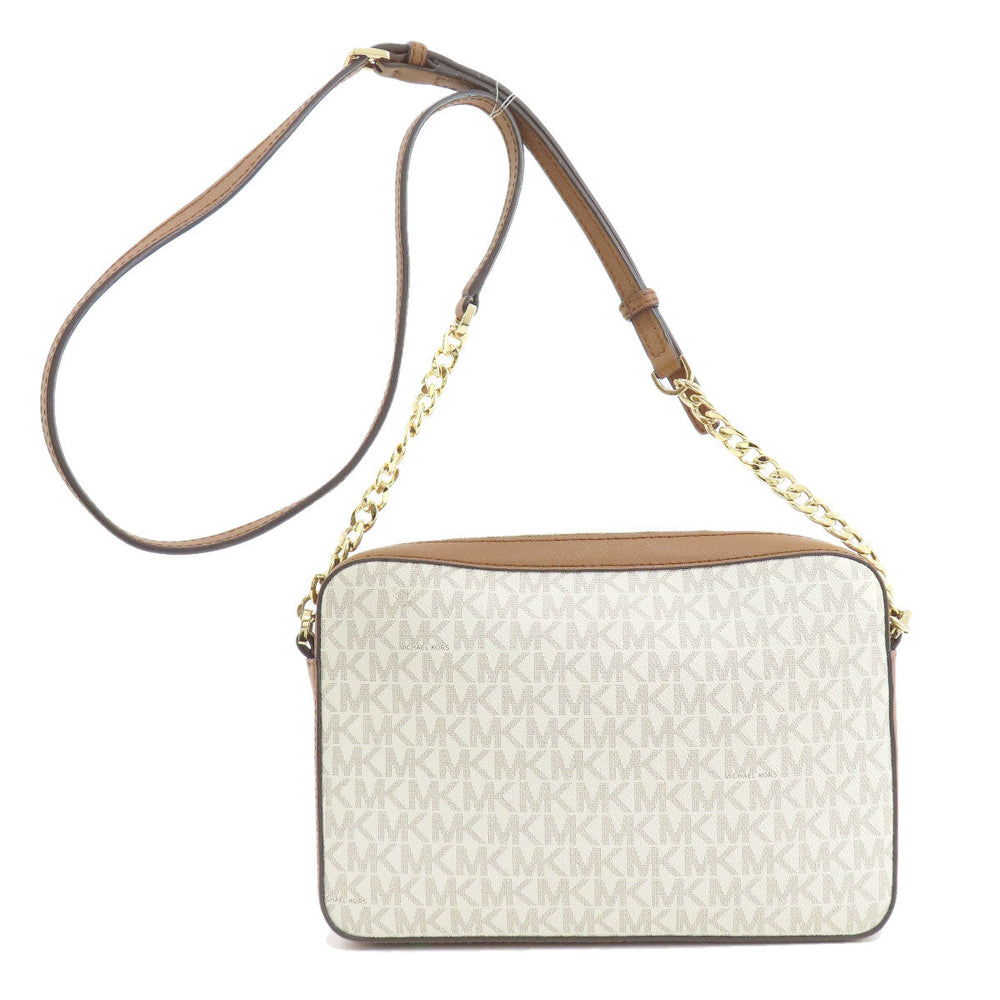 MICHAEL KORS Shoulder Bag PVC white MK signature Women Used Authentic