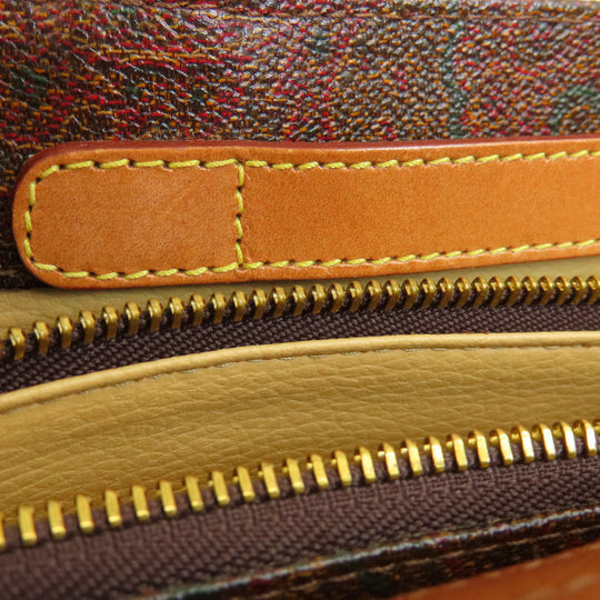 ETRO Handbag PVC Brown Paisley Pattern Women Used Authentic