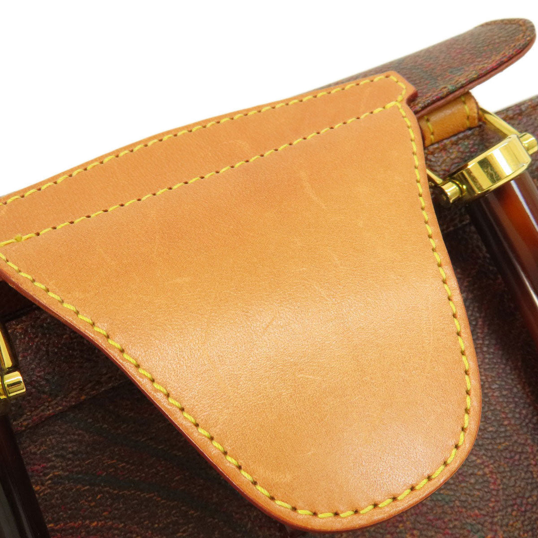 ETRO Handbag PVC Brown Paisley Pattern Women Used Authentic