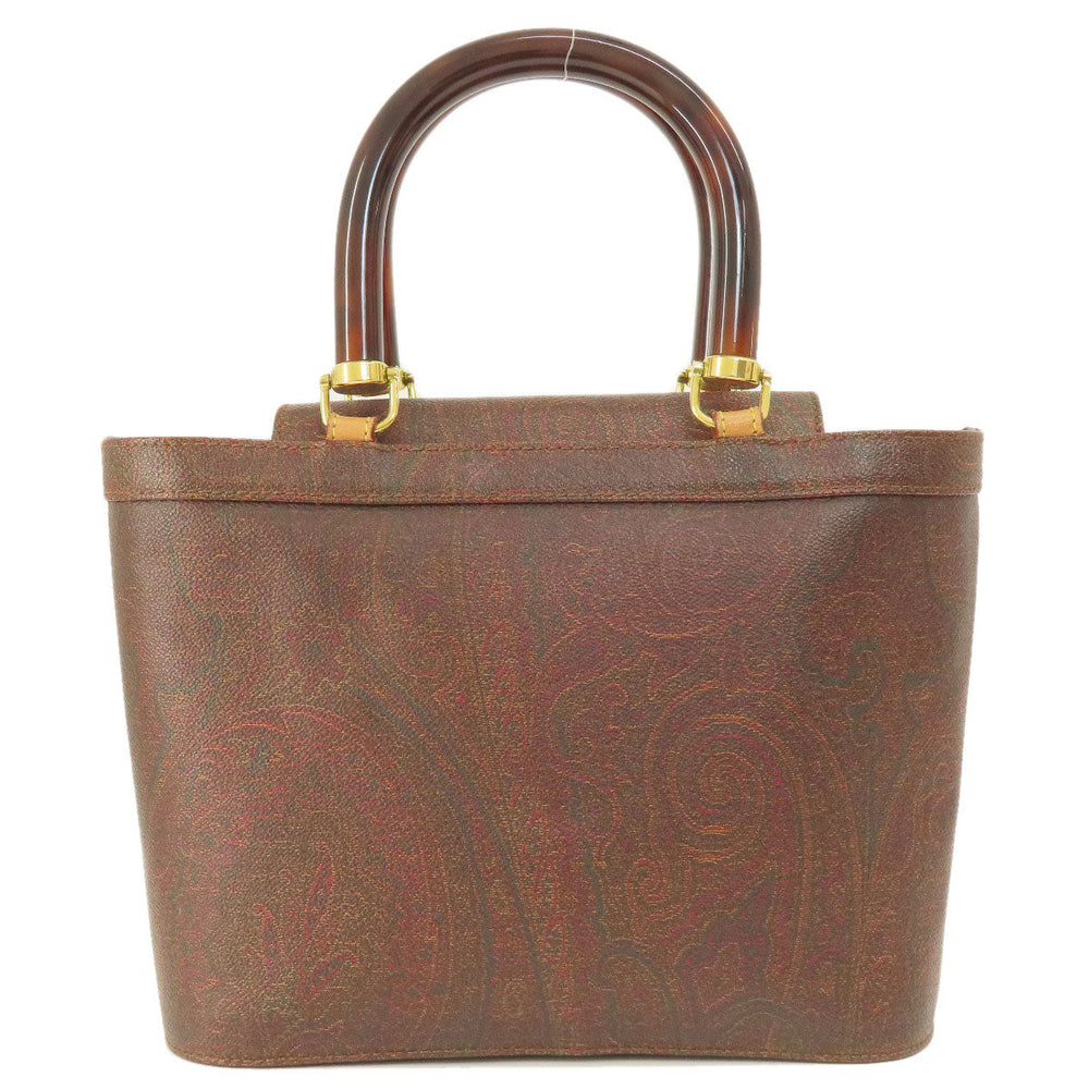 ETRO Handbag PVC Brown Paisley Pattern Women Used Authentic