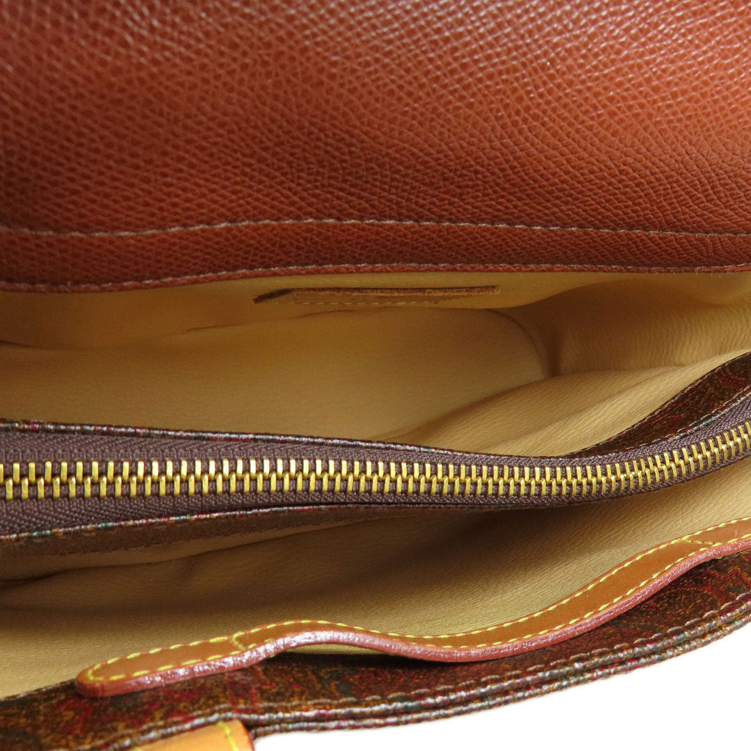 ETRO Handbag PVC Brown Paisley Pattern Women Used Authentic