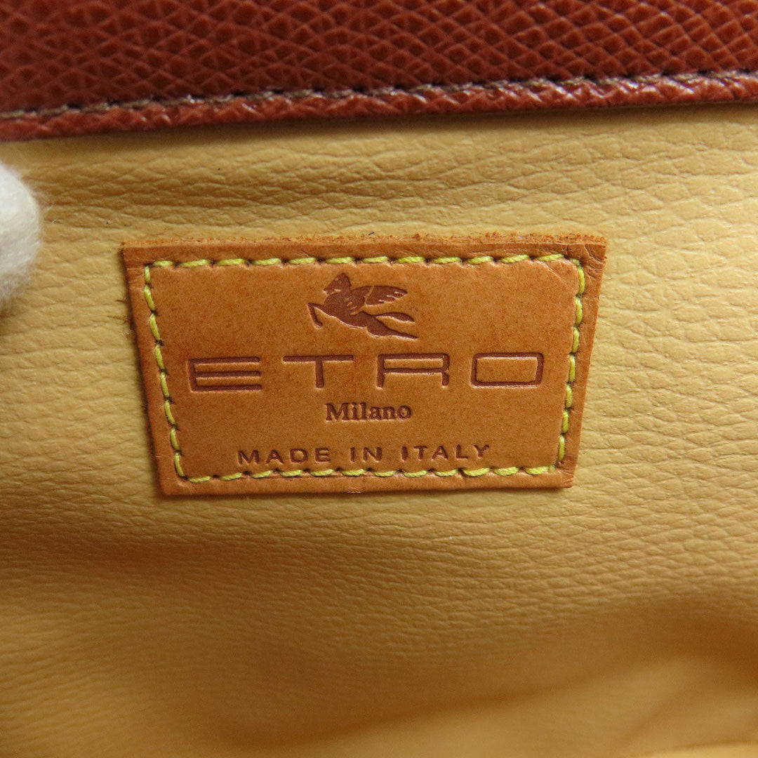 ETRO Handbag PVC Brown Paisley Pattern Women Used Authentic