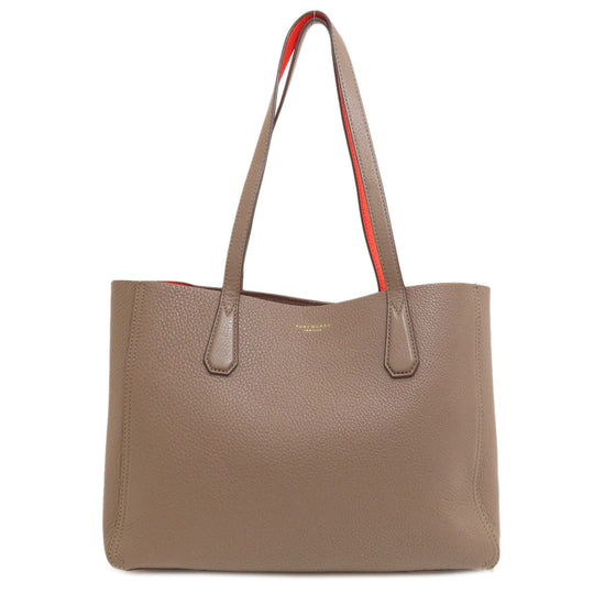 Tory Burch Tote Bag leather gray logo