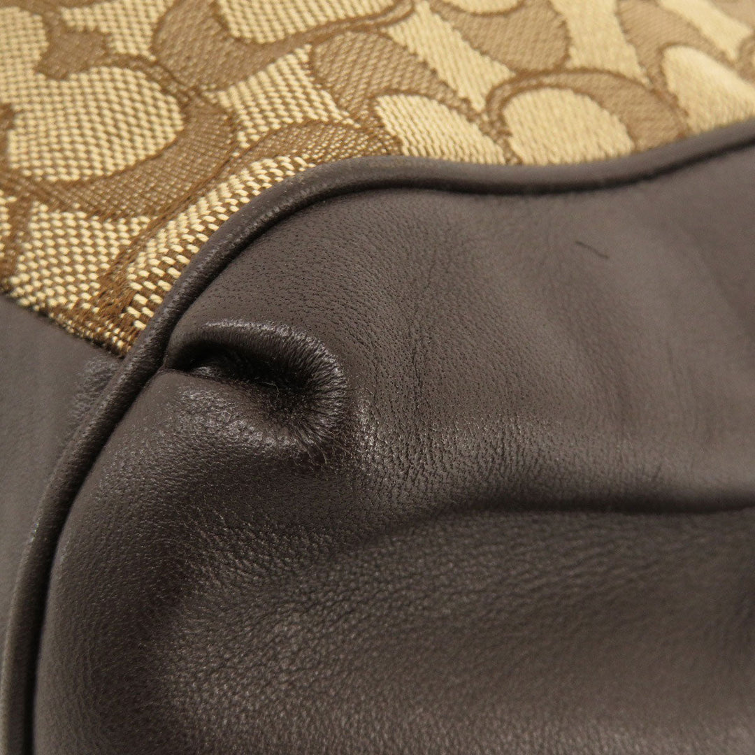 COACH Tote Bag F57612 Canvas, Leather Brown Signature Women Used Authentic