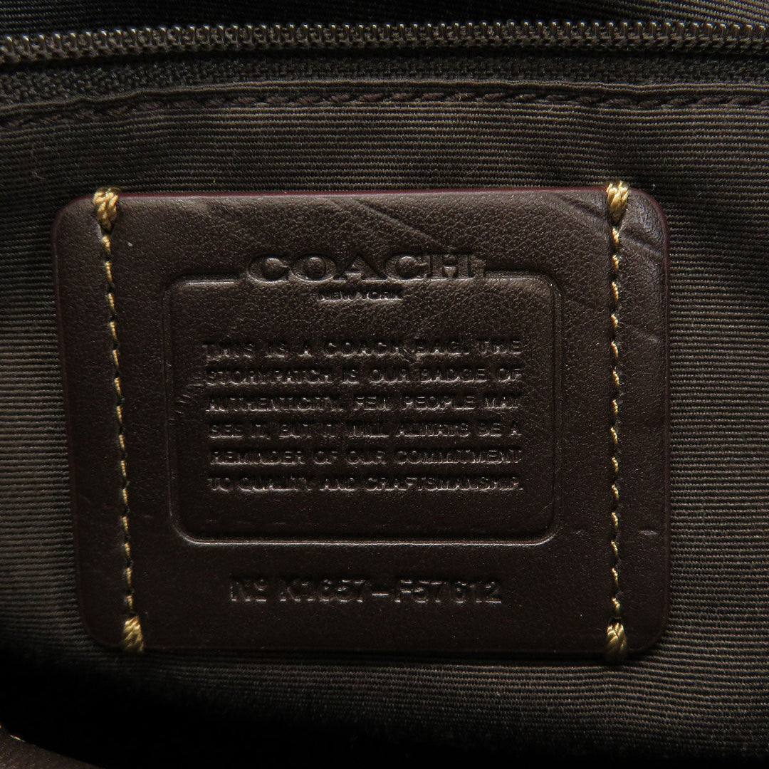 COACH Tote Bag F57612 Canvas, Leather Brown Signature Women Used Authentic