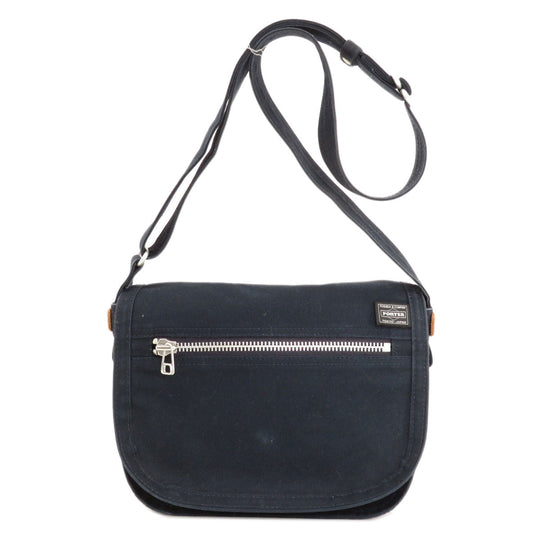 PORTER Shoulder Bag canvas Navy logo Women Used Authentic