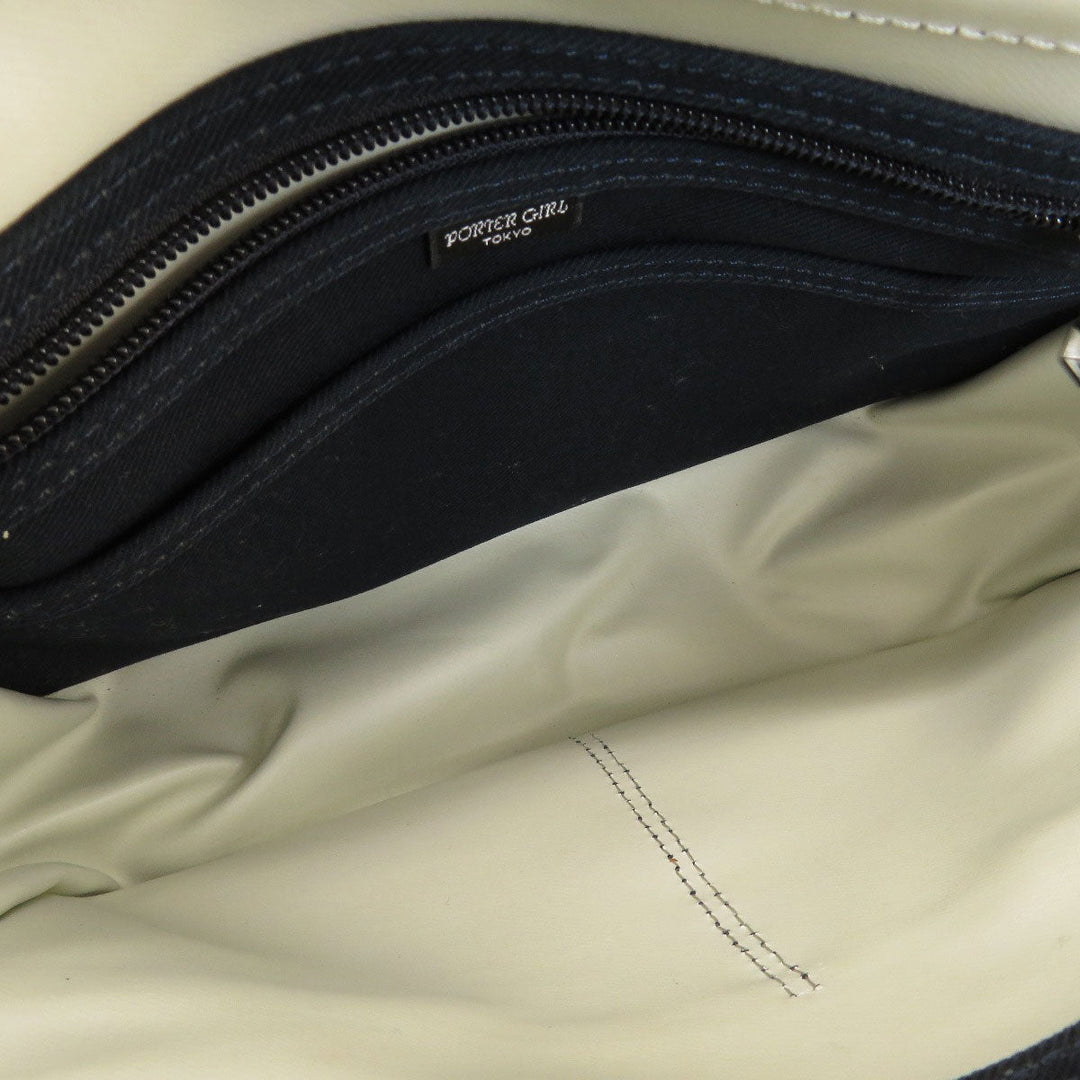 PORTER Shoulder Bag canvas Navy logo Women Used Authentic