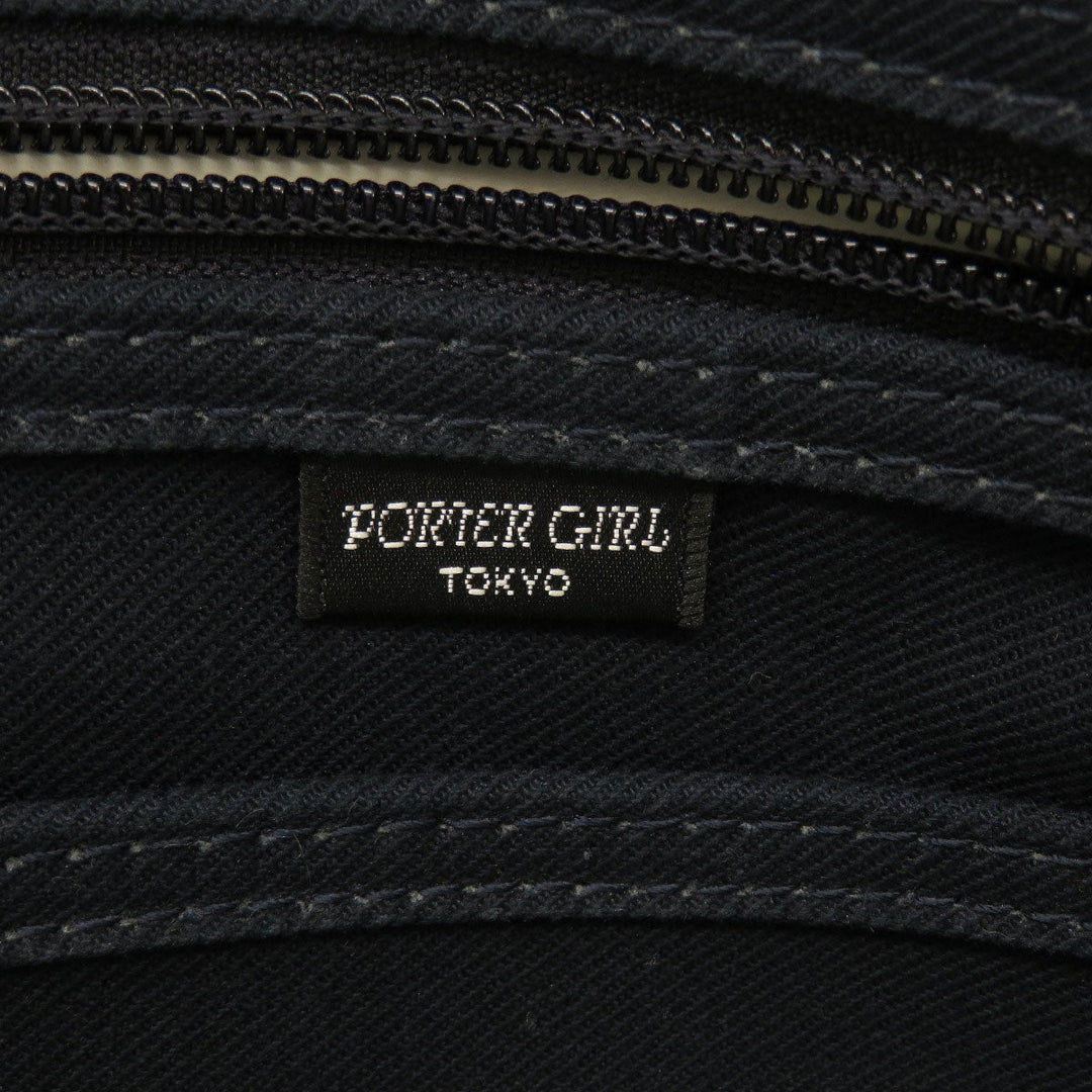 PORTER Shoulder Bag canvas Navy logo Women Used Authentic