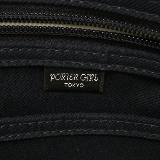 PORTER Shoulder Bag canvas Navy logo Women Used Authentic