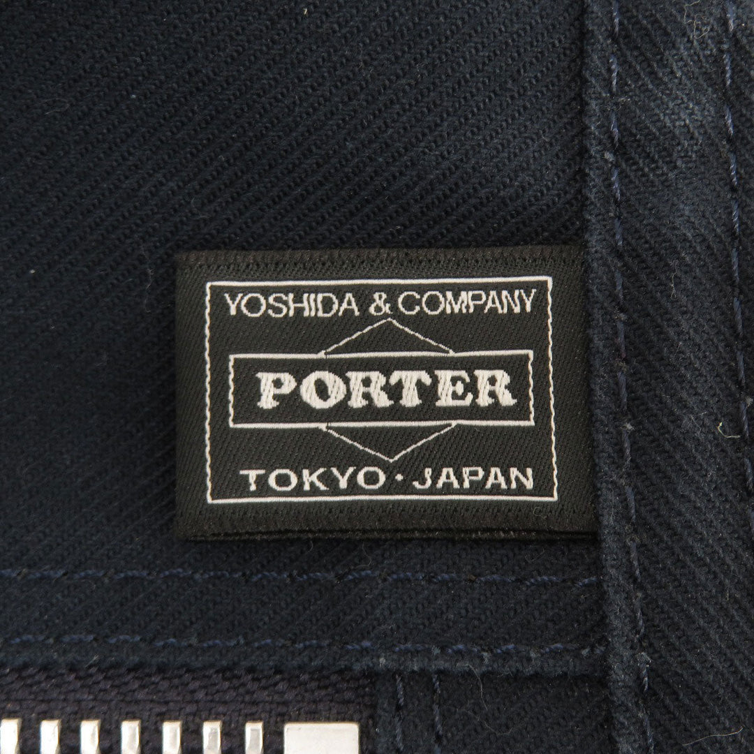 PORTER Shoulder Bag canvas Navy logo Women Used Authentic