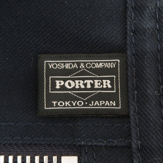 PORTER Shoulder Bag canvas Navy logo Women Used Authentic
