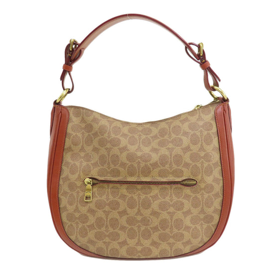 COACH Handbag 38580 PVC Brown Sutton Hobo Signature 2WAY Women Used Authentic