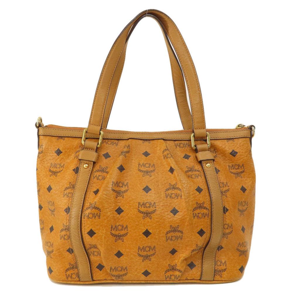 MCM Tote Bag PVC Brown 2WAY Women Used Authentic