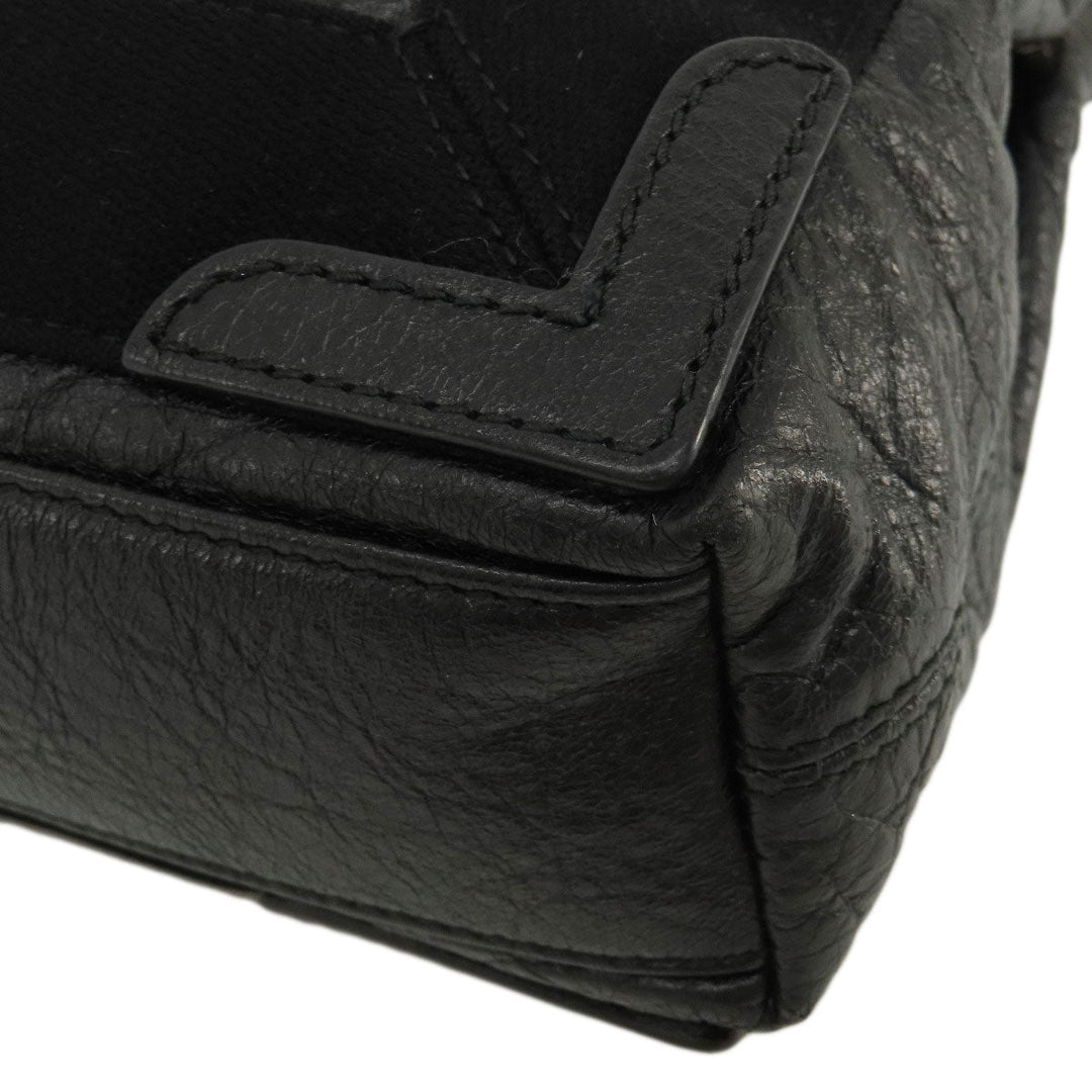 BALENCIAGA Handbag 390346 leather black Navy Cabas XS 2WAY Women Used Authentic