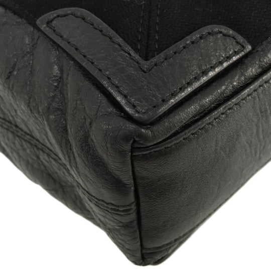 BALENCIAGA Handbag 390346 leather black Navy Cabas XS 2WAY Women Used Authentic