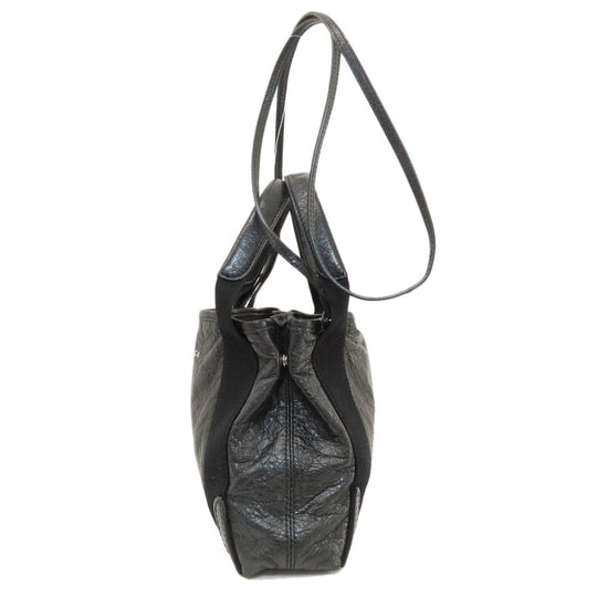 BALENCIAGA Handbag 390346 leather black Navy Cabas XS 2WAY Women Used Authentic