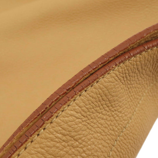 PRADA Tote Bag leather beige logo one belt Women Used Authentic