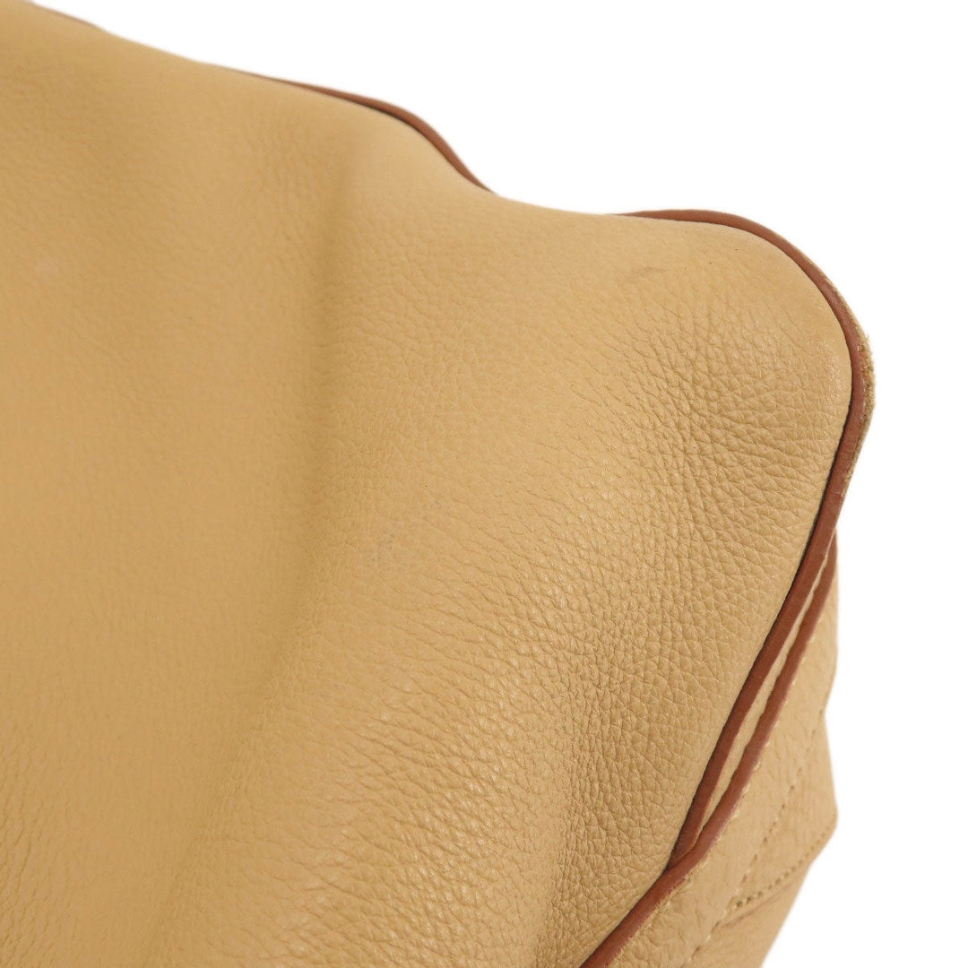 PRADA Tote Bag leather beige logo one belt Women Used Authentic