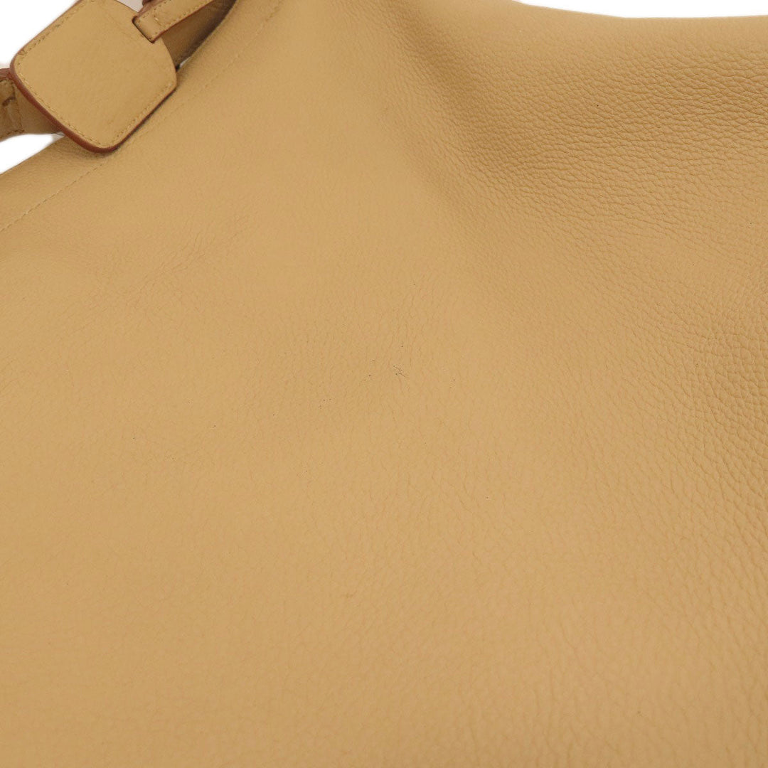 PRADA Tote Bag leather beige logo one belt Women Used Authentic