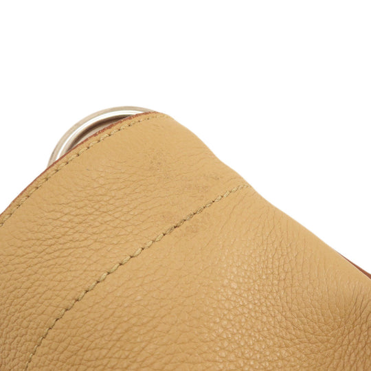 PRADA Tote Bag leather beige logo one belt Women Used Authentic
