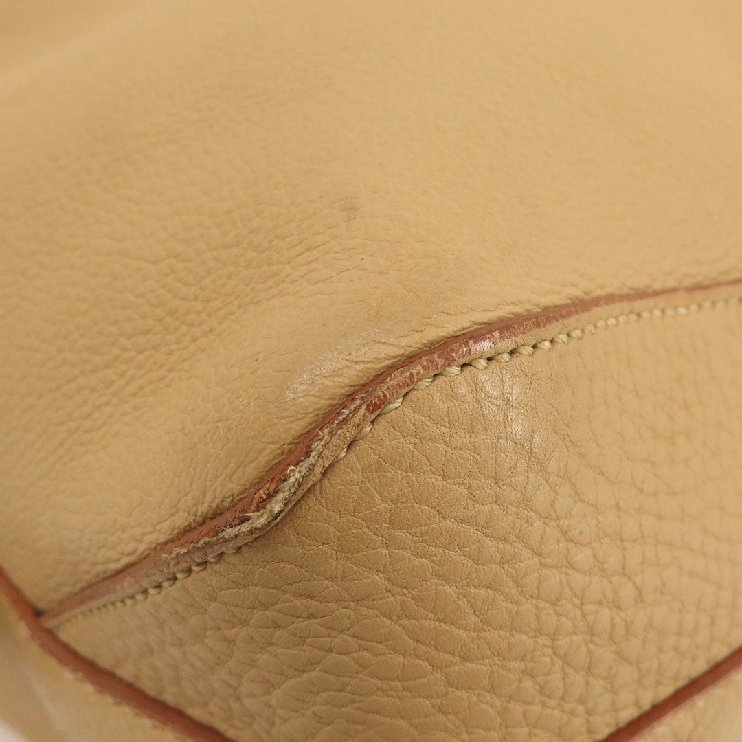 PRADA Tote Bag leather beige logo one belt Women Used Authentic