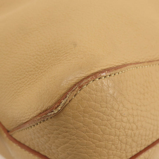 PRADA Tote Bag leather beige logo one belt Women Used Authentic