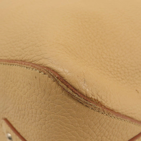 PRADA Tote Bag leather beige logo one belt Women Used Authentic