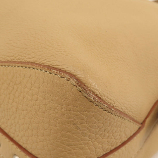 PRADA Tote Bag leather beige logo one belt Women Used Authentic