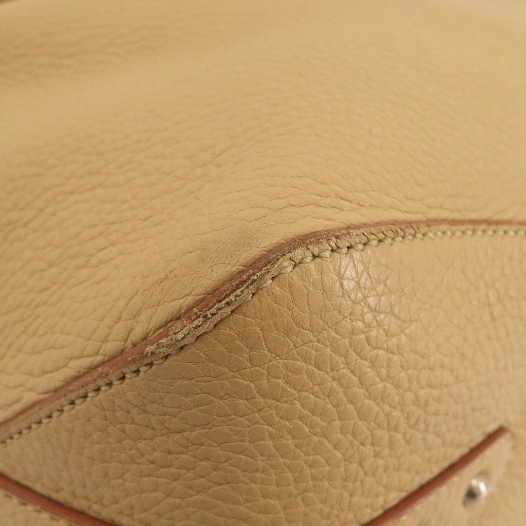 PRADA Tote Bag leather beige logo one belt Women Used Authentic