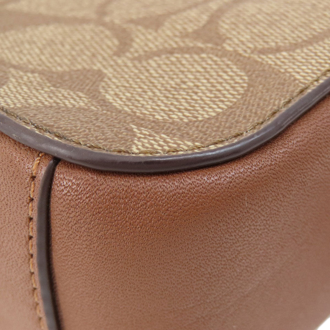 COACH Shoulder Bag 91677 PVC Brown Signature Women Used Authentic