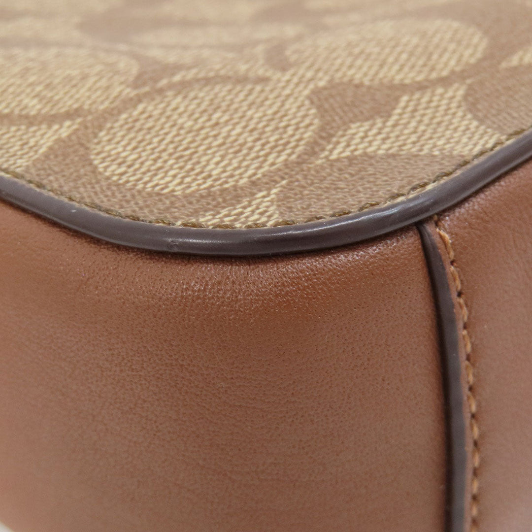 COACH Shoulder Bag 91677 PVC Brown Signature Women Used Authentic