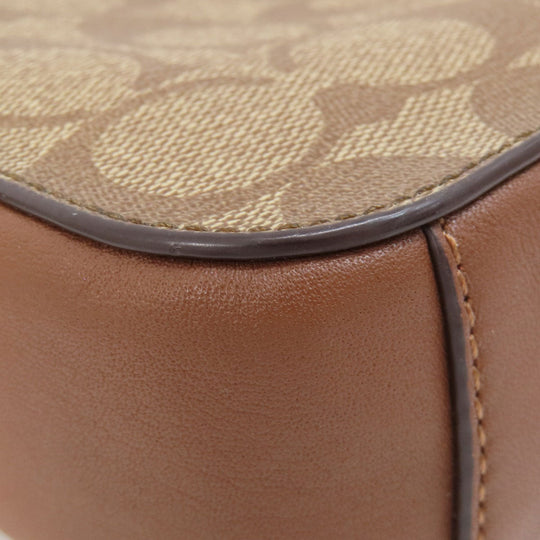 COACH Shoulder Bag 91677 PVC Brown Signature Women Used Authentic