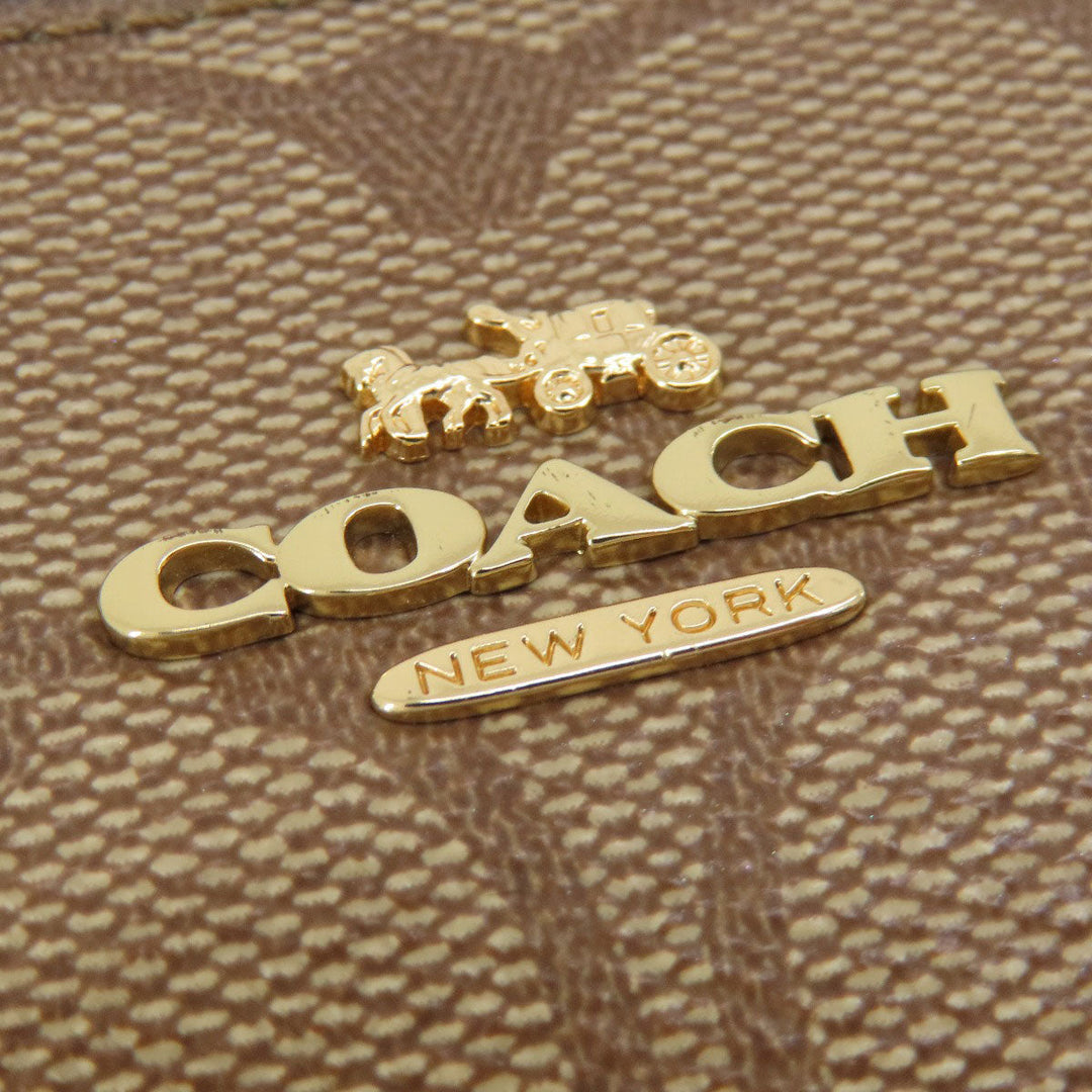 COACH Shoulder Bag 91677 PVC Brown Signature Women Used Authentic