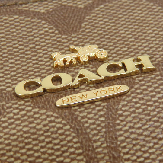 COACH Shoulder Bag 91677 PVC Brown Signature Women Used Authentic