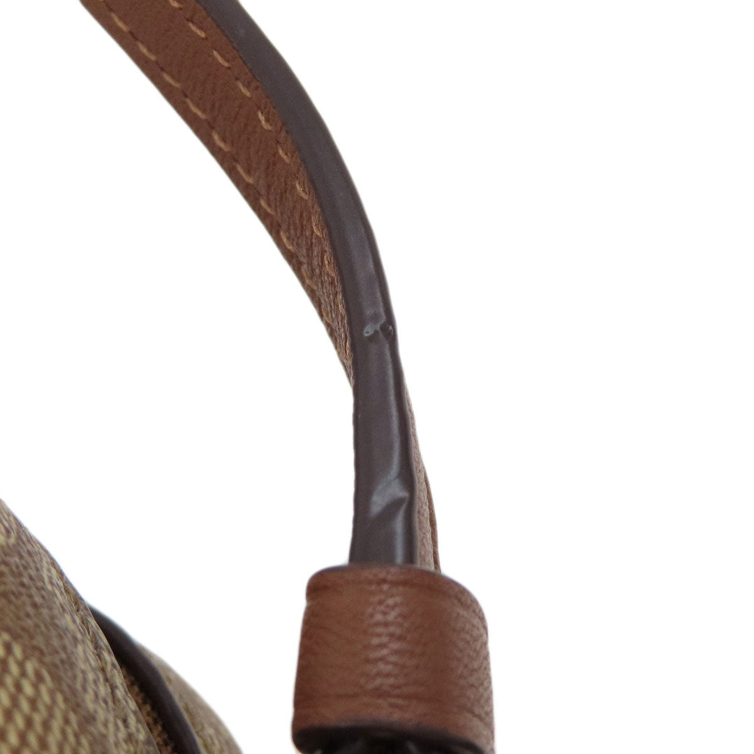 COACH Shoulder Bag 91677 PVC Brown Signature Women Used Authentic