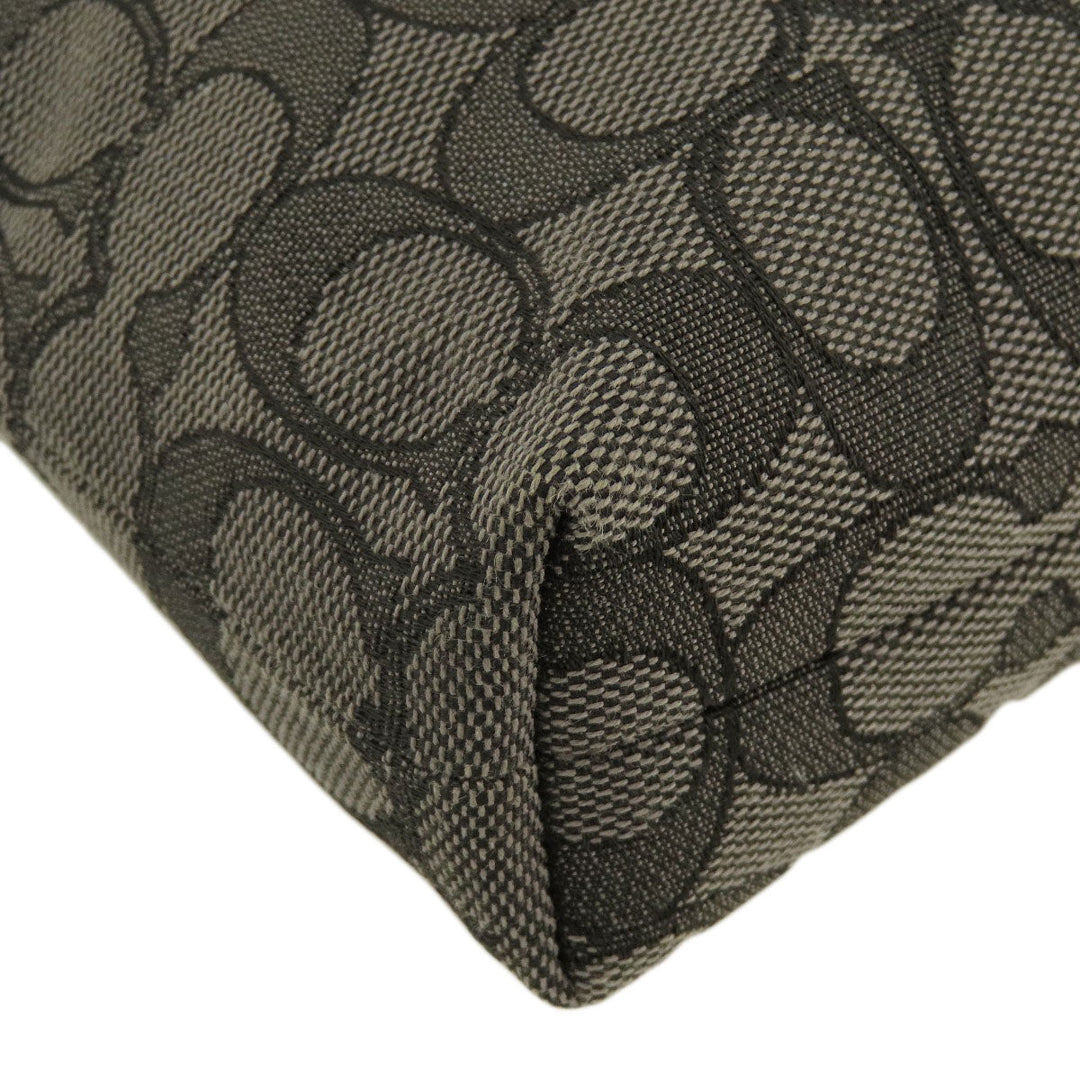 COACH Shoulder Bag F58285 Canvas, Leather gray Long Shoulder Signature Women Used Authentic