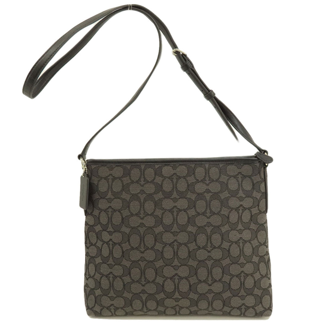 COACH Shoulder Bag F58285 Canvas, Leather gray Long Shoulder Signature Women Used Authentic