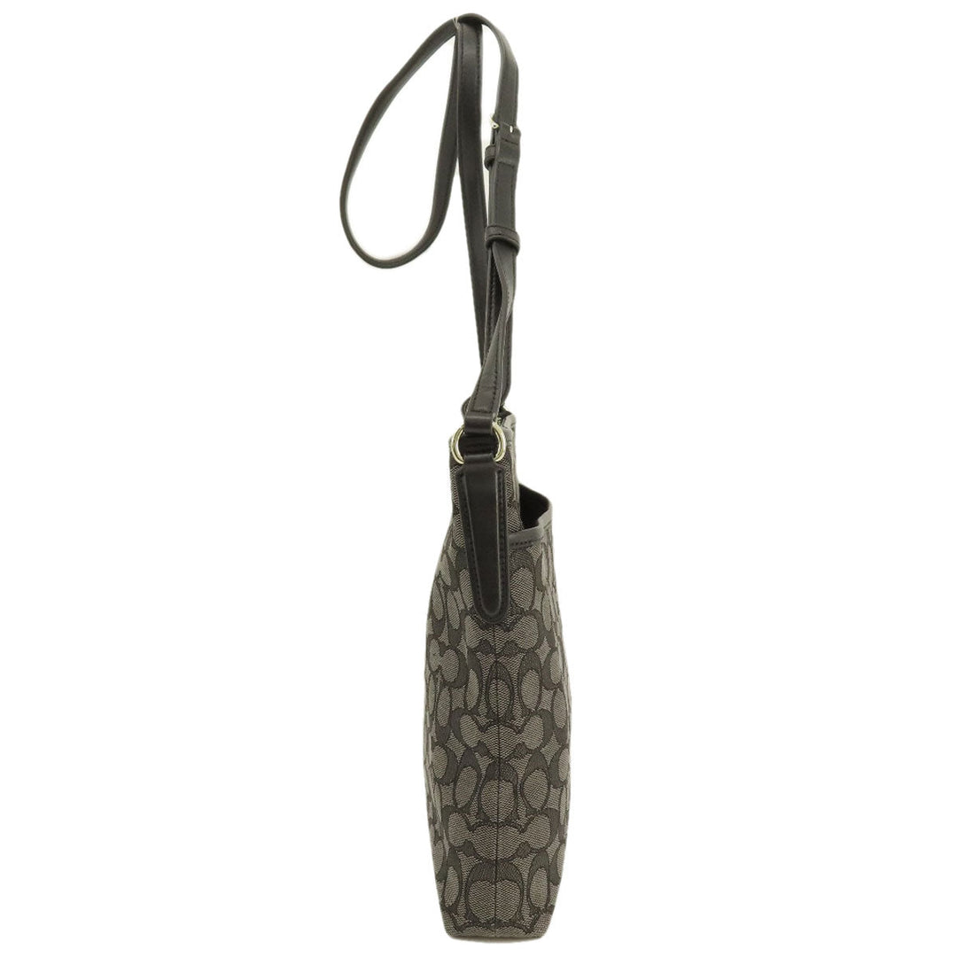 COACH Shoulder Bag F58285 Canvas, Leather gray Long Shoulder Signature Women Used Authentic