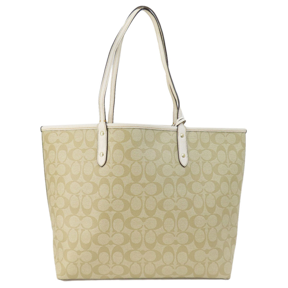 COACH Tote Bag F26920 PVC beige Signature Reversible Women Used Authentic