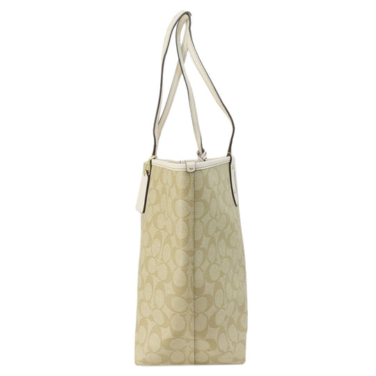 COACH Tote Bag F26920 PVC beige Signature Reversible Women Used Authentic