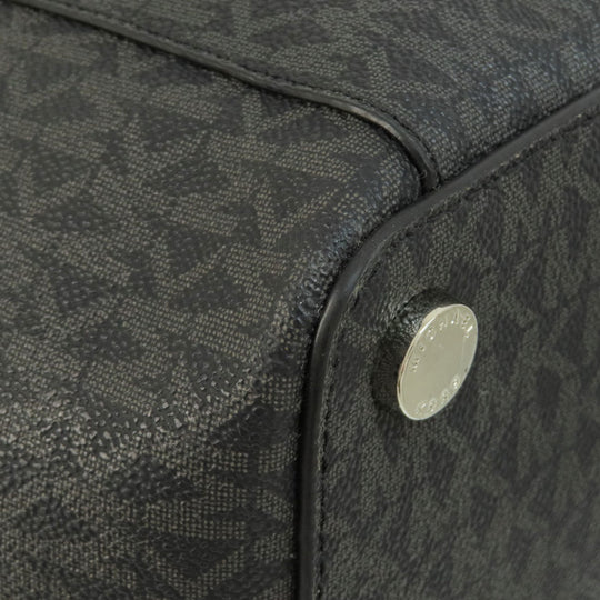 MICHAEL KORS Tote Bag Coated canvas black MK signature Women Used Authentic