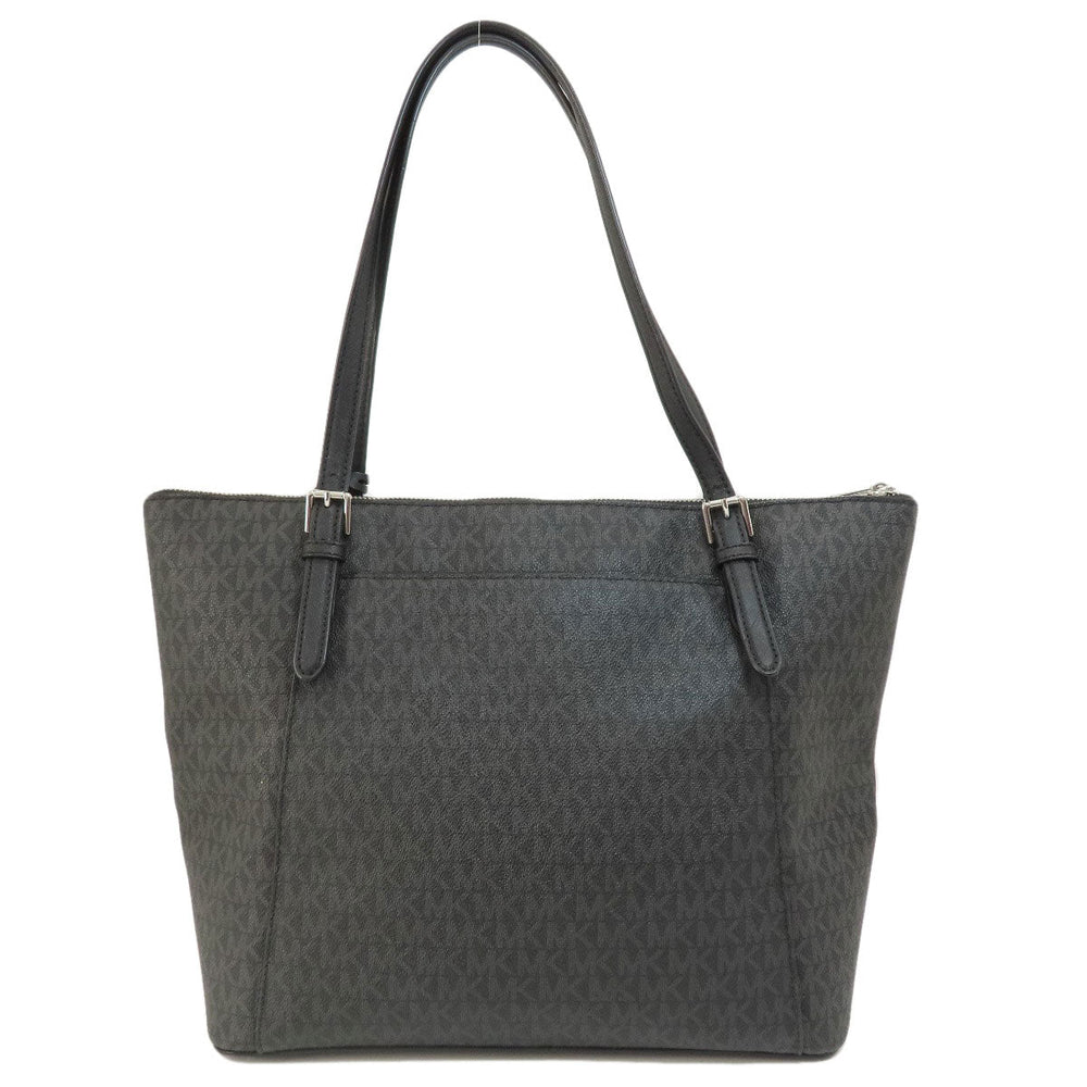 MICHAEL KORS Tote Bag Coated canvas black MK signature Women Used Authentic