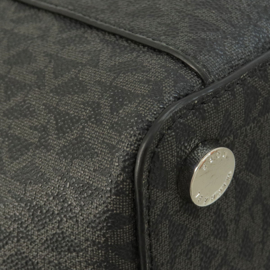 MICHAEL KORS Tote Bag Coated canvas black MK signature Women Used Authentic