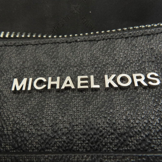MICHAEL KORS Tote Bag Coated canvas black MK signature Women Used Authentic