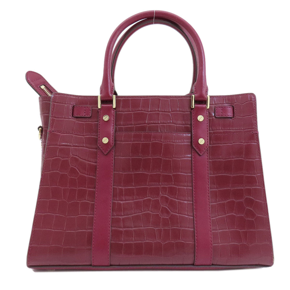 MICHAEL KORS Tote Bag leather Red Embossed 2WAY Women Used Authentic